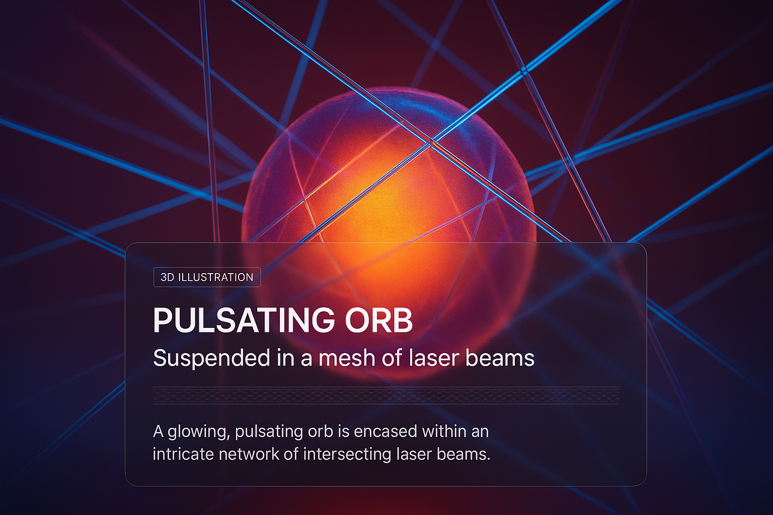 Pulsating Orb Enveloped in Laser Beams - 3D Illustration