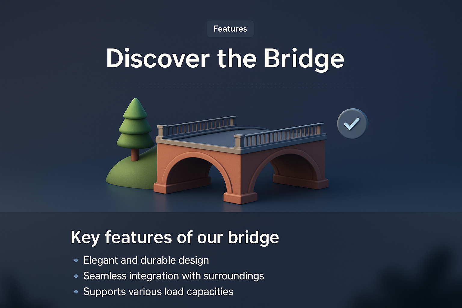 3D Illustration of a Bridge with Features Highlighted