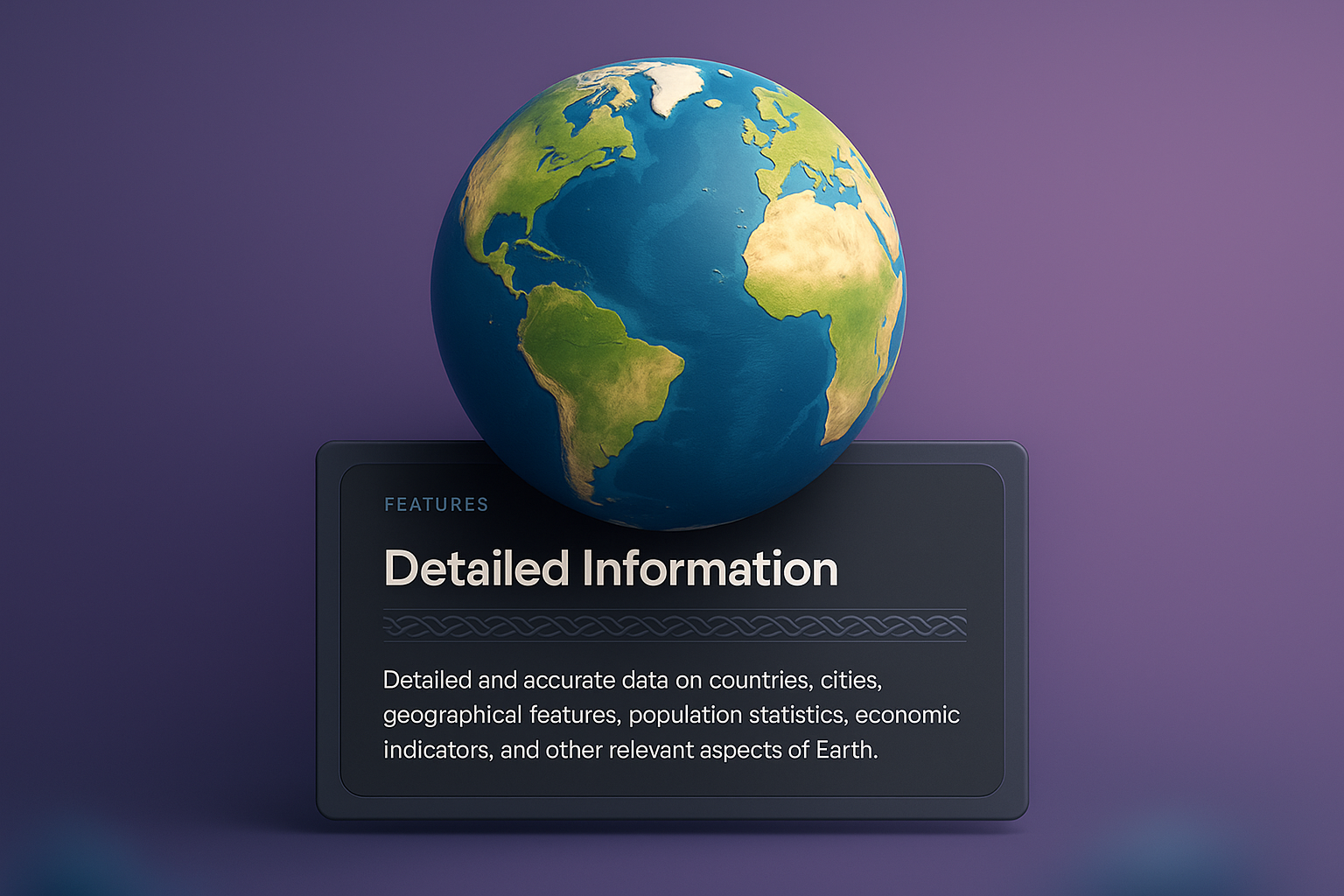 3D Globe Design with Informative Features Block