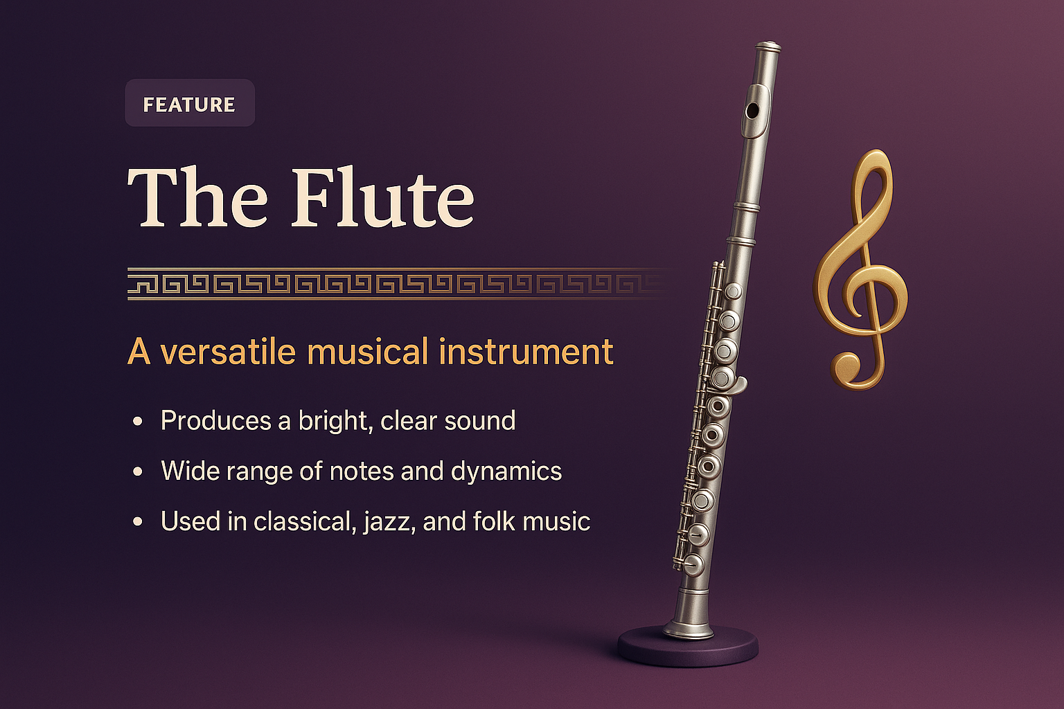 3D Flute Presentation with Features and Design Elements