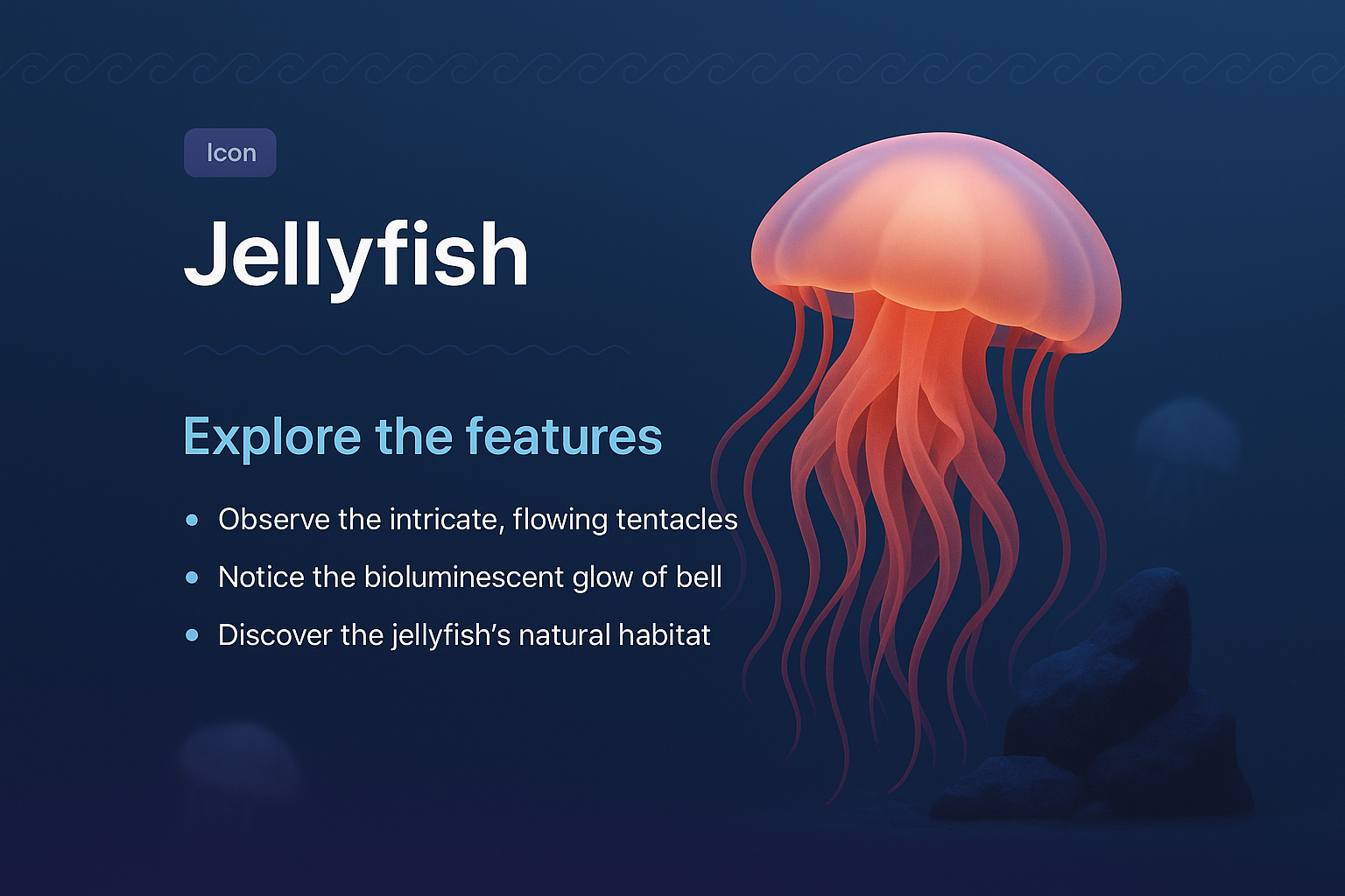 Stylish Jellyfish Landing Page Design with 3D Illustration