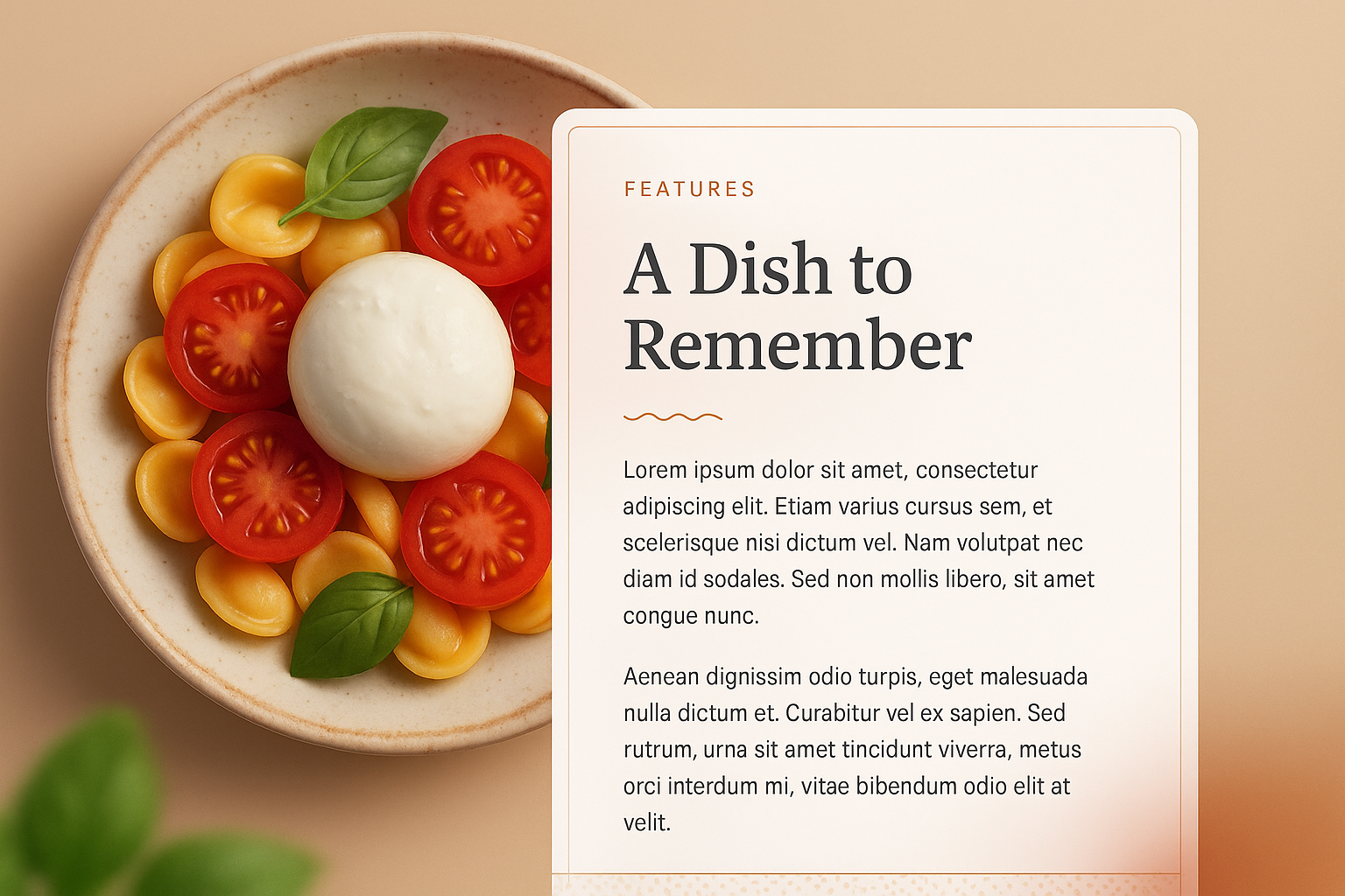 3D Illustration of a Culinary Delight with Features Section