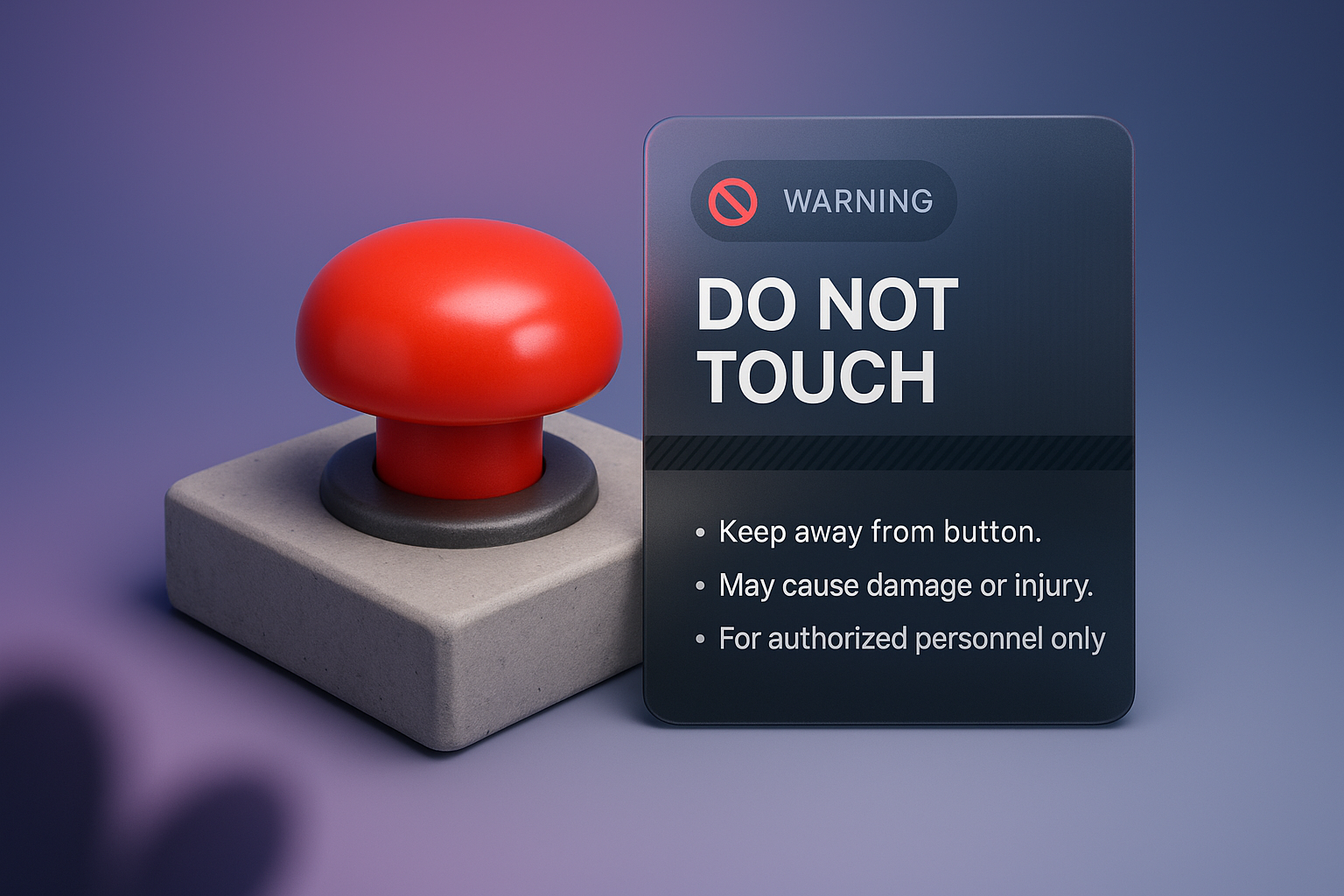 Stylish Web Design with Warning Button and Sign