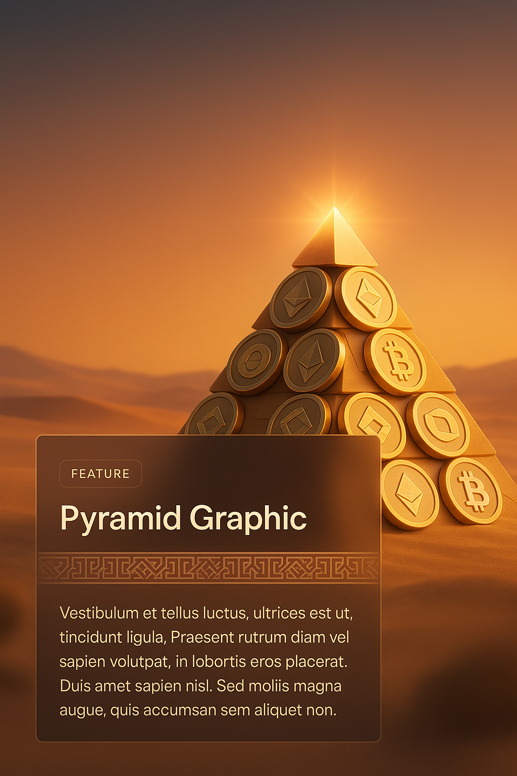Crypto Pyramid Shining in Desert Landscape