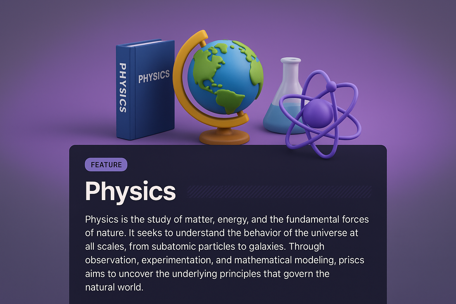 3D Illustration of Physics Concepts with Educational Elements