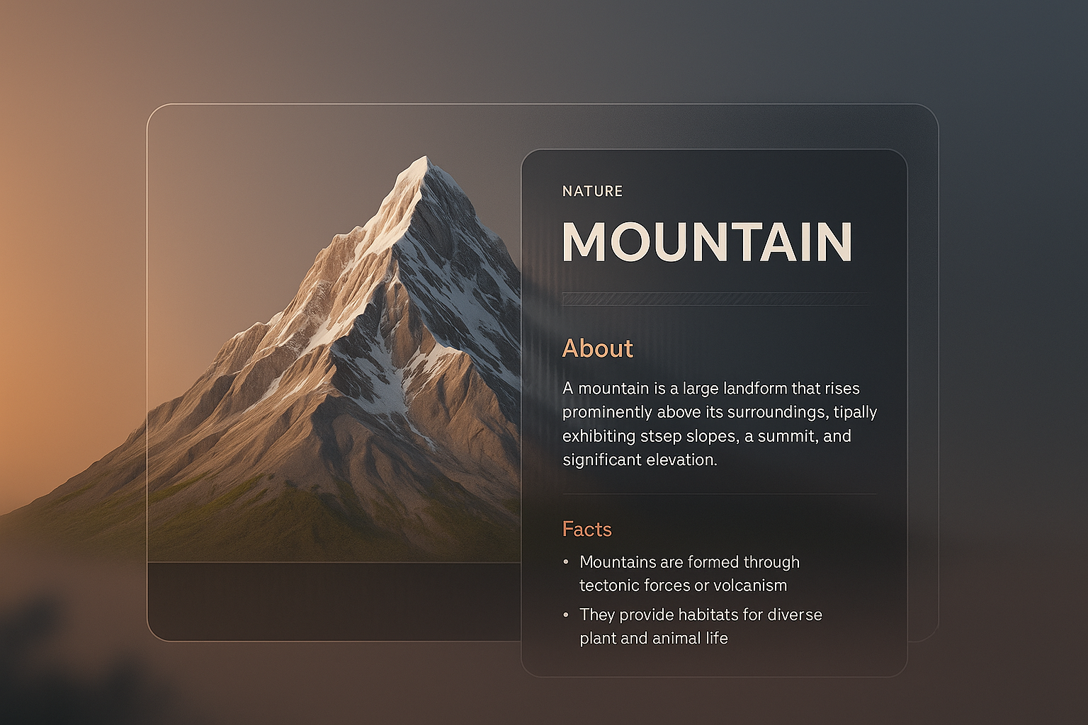 Stunning 3D Mountain Illustration with Informative Blocks