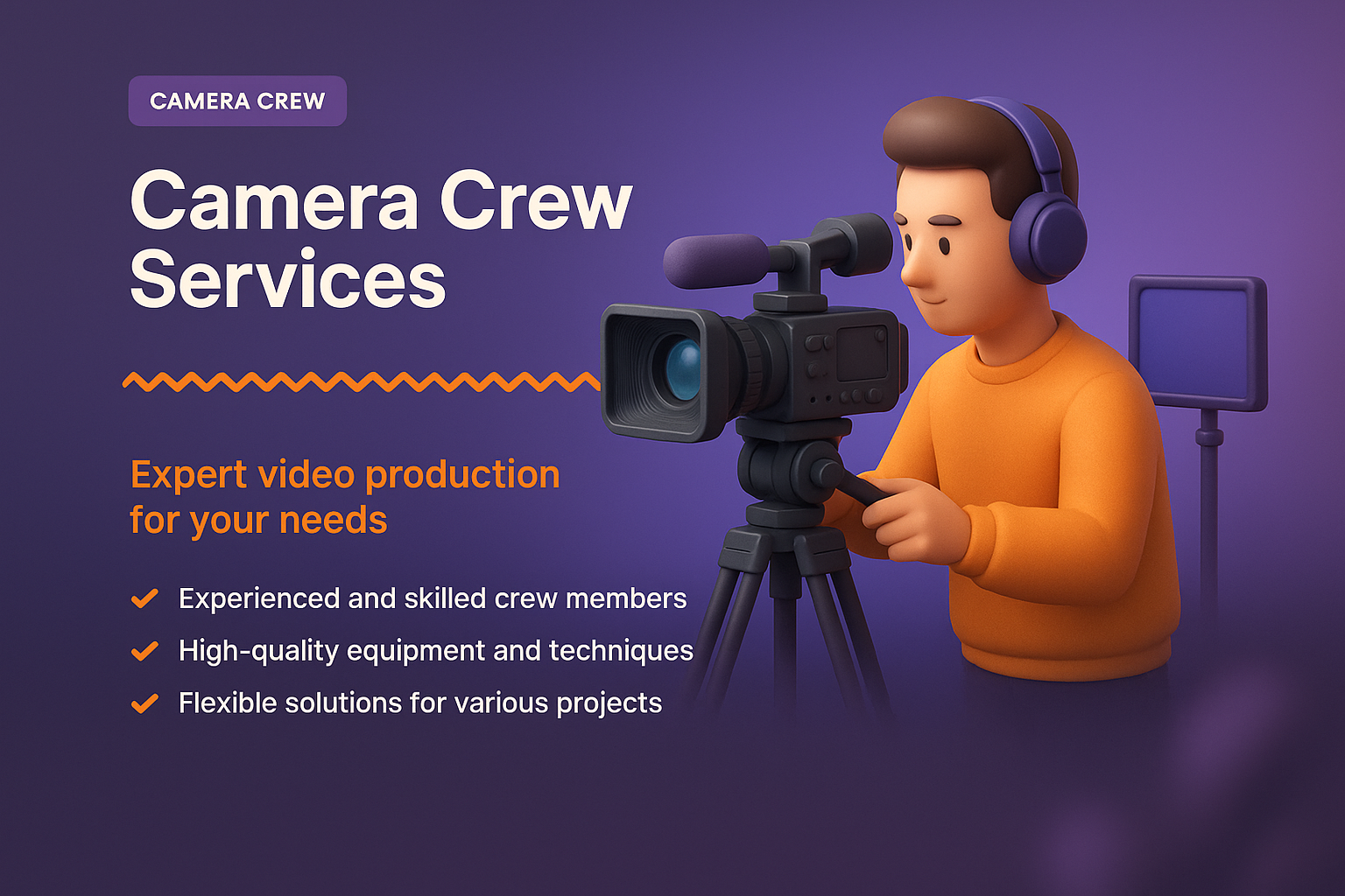 3D Camera Crew Services Illustration for Video Production