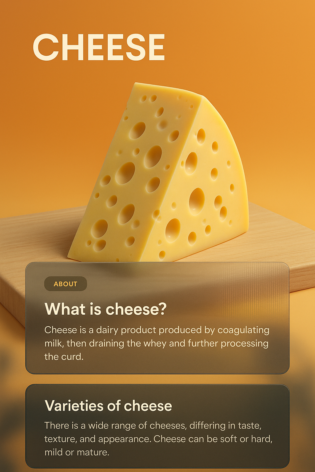 3D Cheese Illustration with Informative Blocks