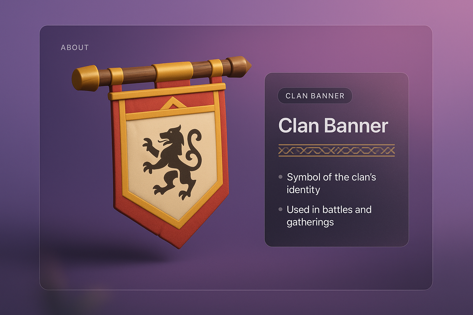 3D Clan Banner Illustration with Text Overlay