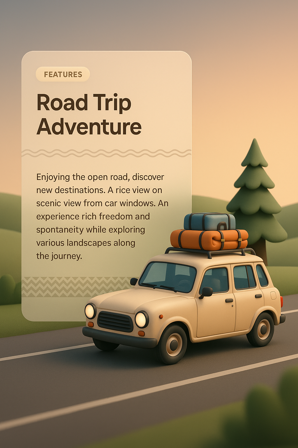 Road Trip Adventure Car with Scenic Background
