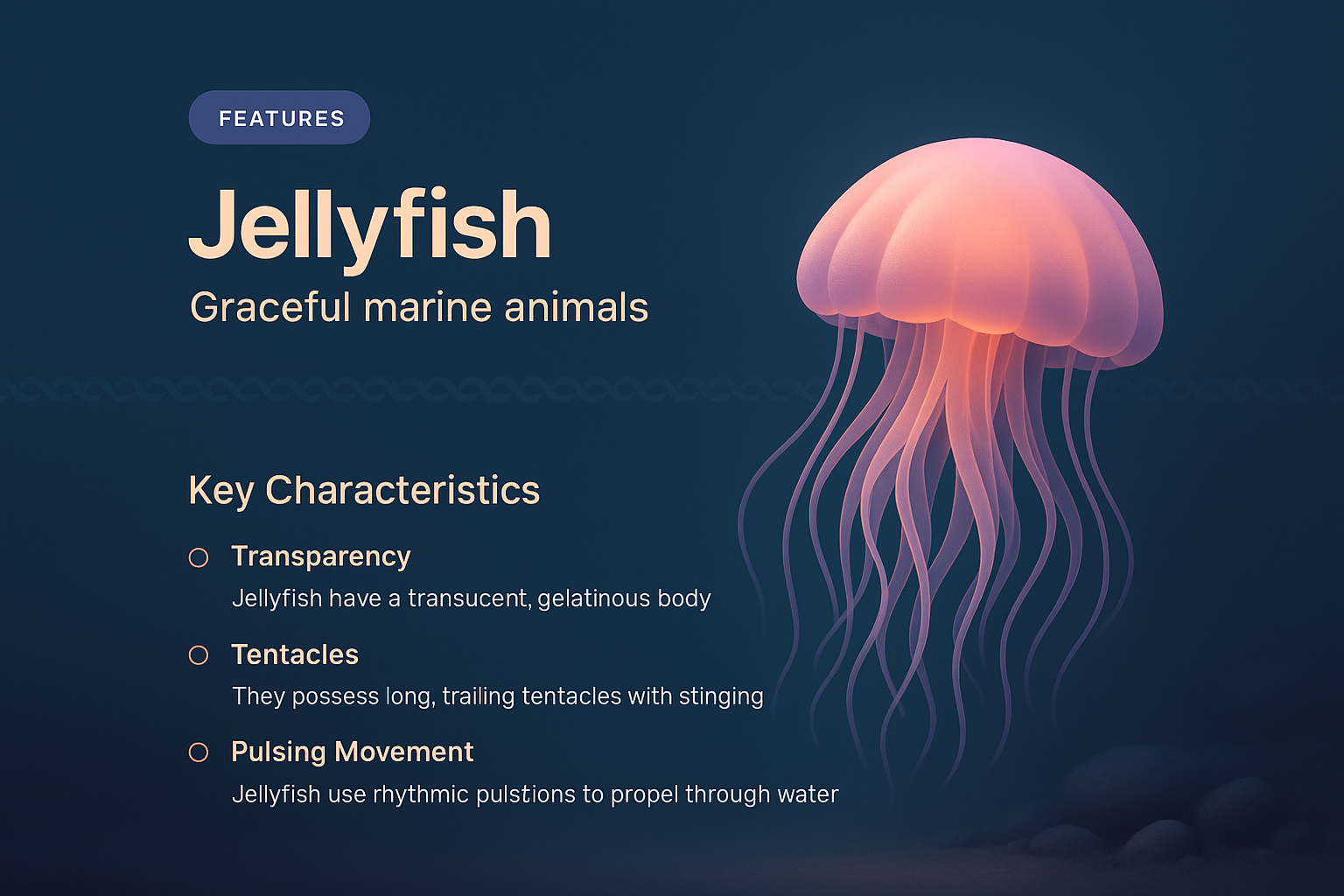 Stylish Jellyfish Landing Page Design with Key Features