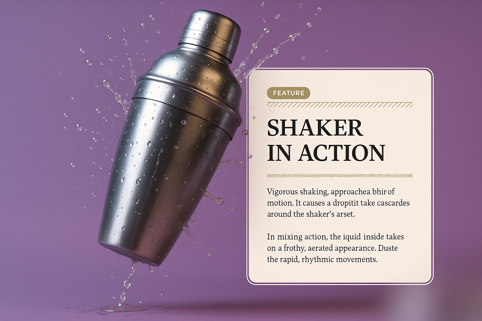 Dynamic Cocktail Shaker in Action with Splash Effect