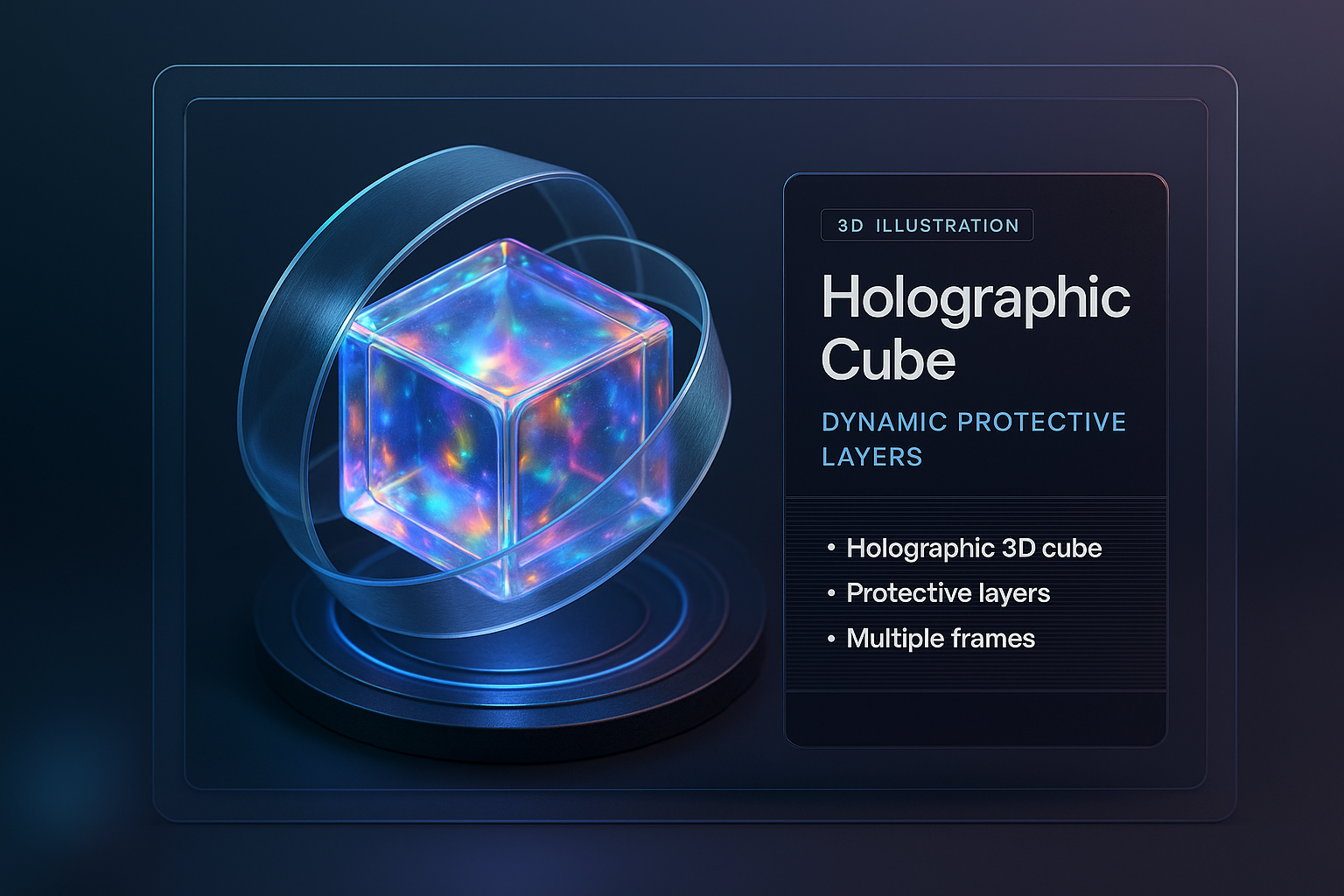 3D Holographic Cube with Dynamic Protective Layers Design