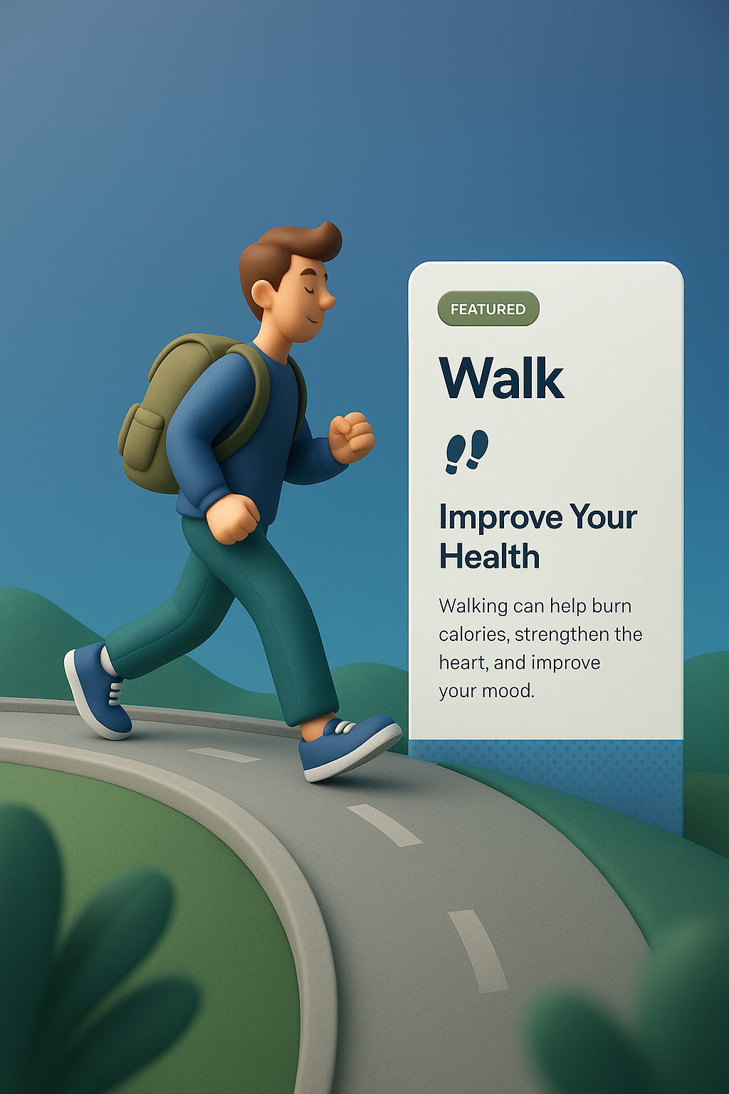 Interactive 3D Illustration Promoting Walking for Health