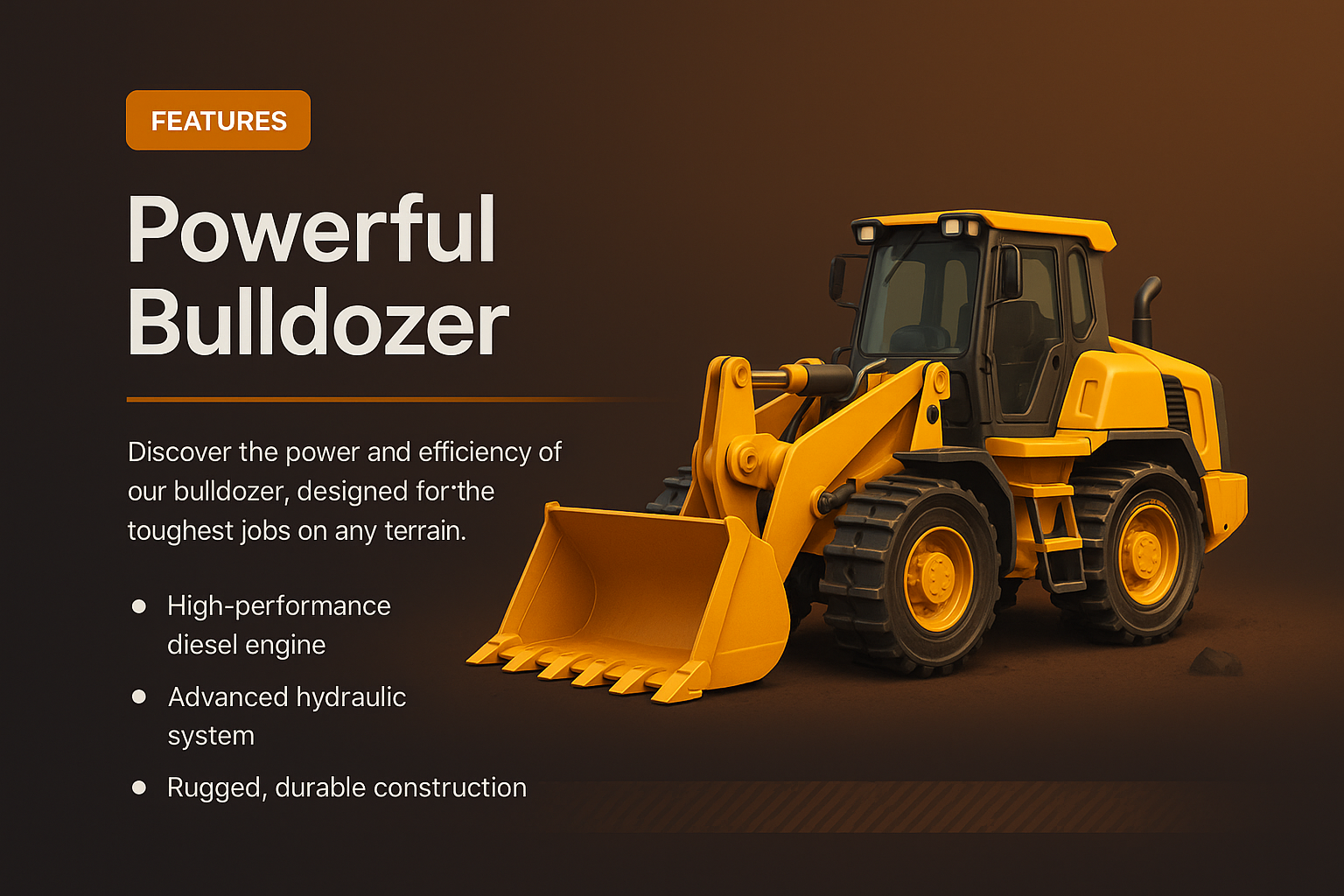 Powerful 3D Illustration of a Bulldozer with Features