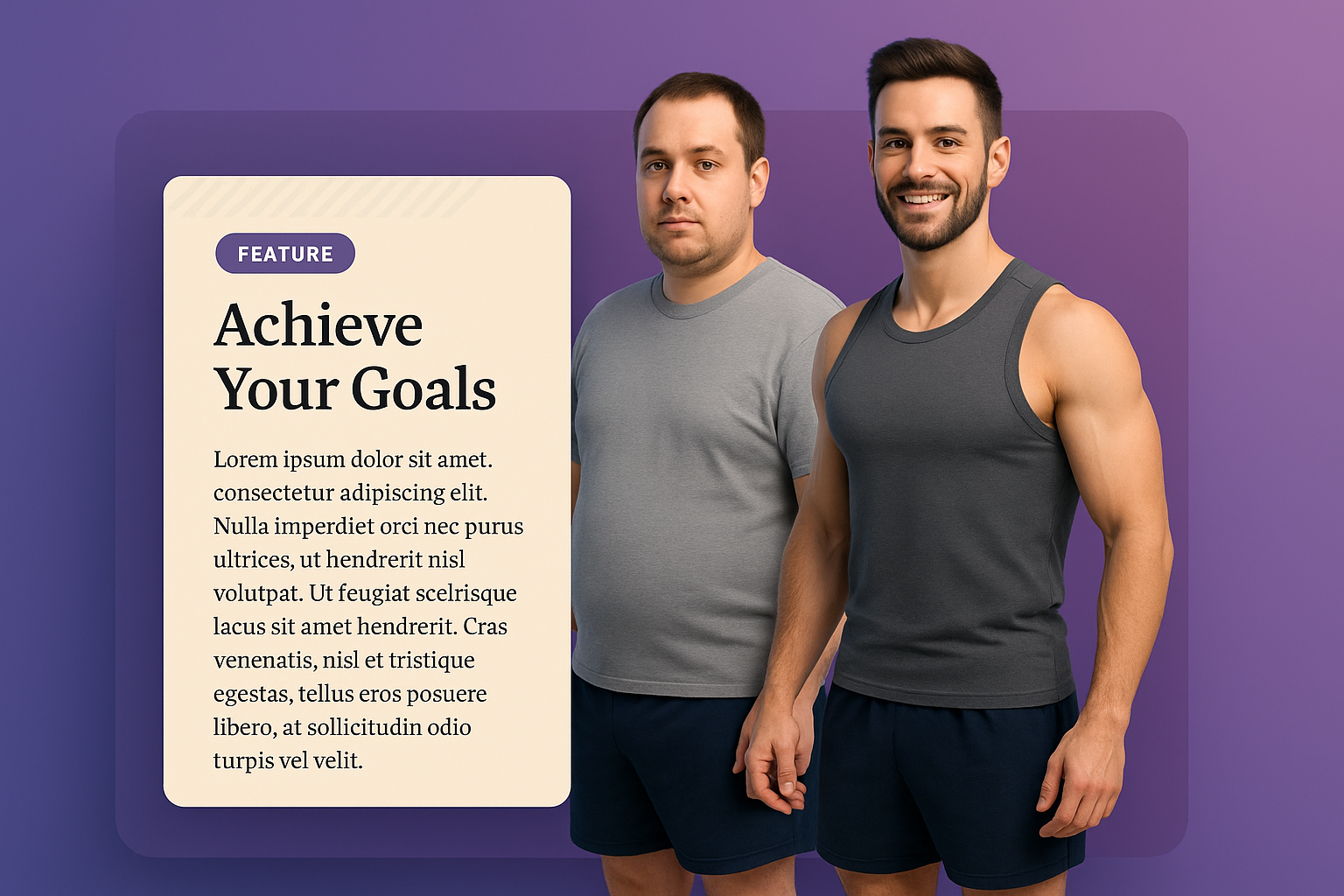 Transformative Before and After Fitness Photo with Feature Block