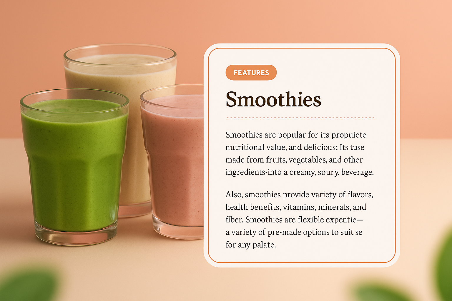 3D Illustration of Smoothies with Nutritional Benefits