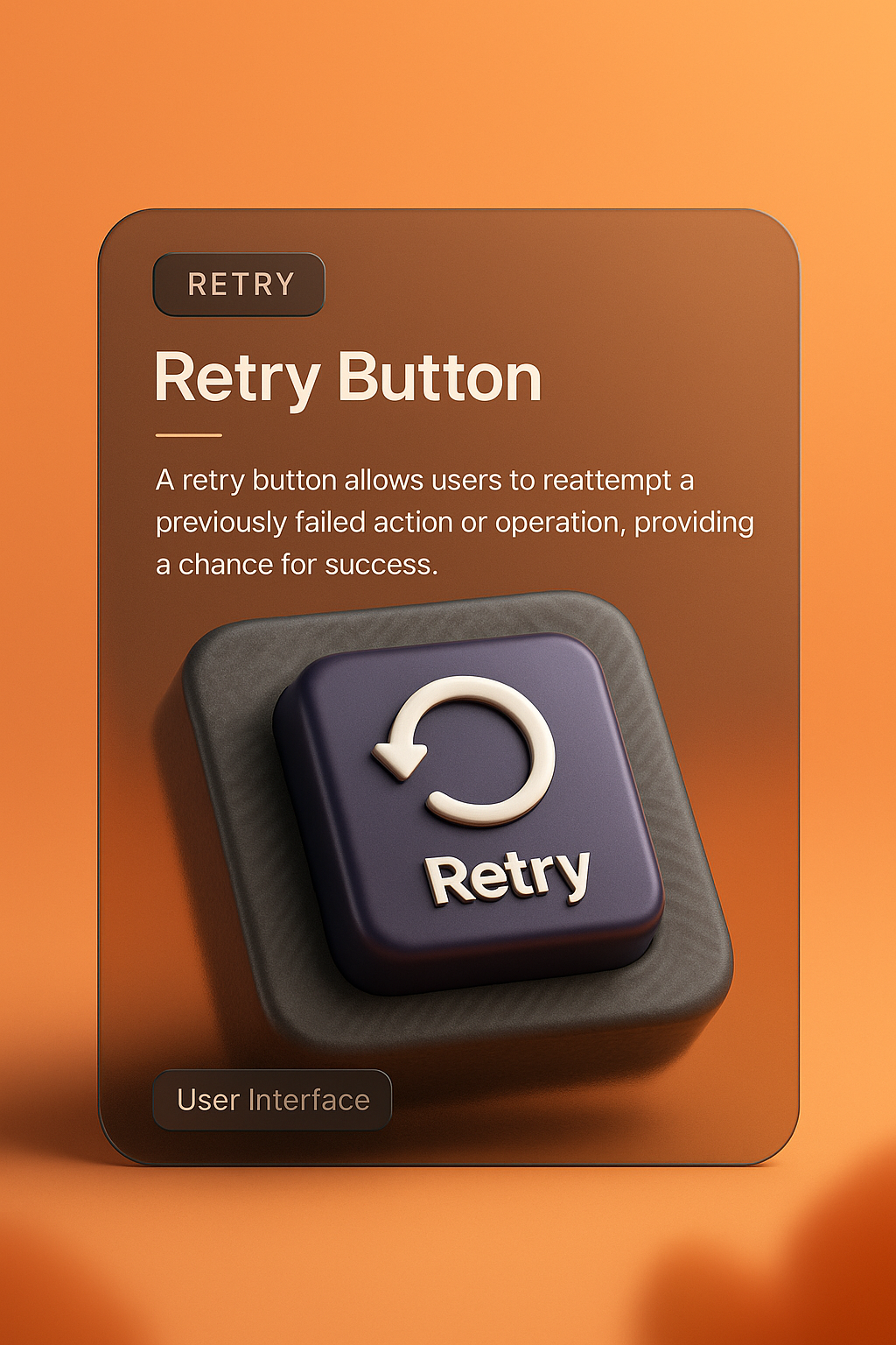 3D Retry Button Design with Glass Effect