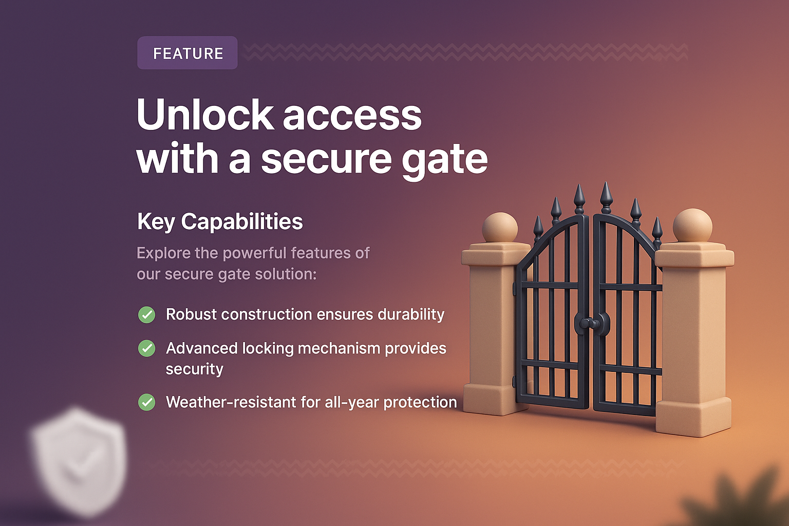 3D Visualization of Secure Gate Features with Key Capabilities