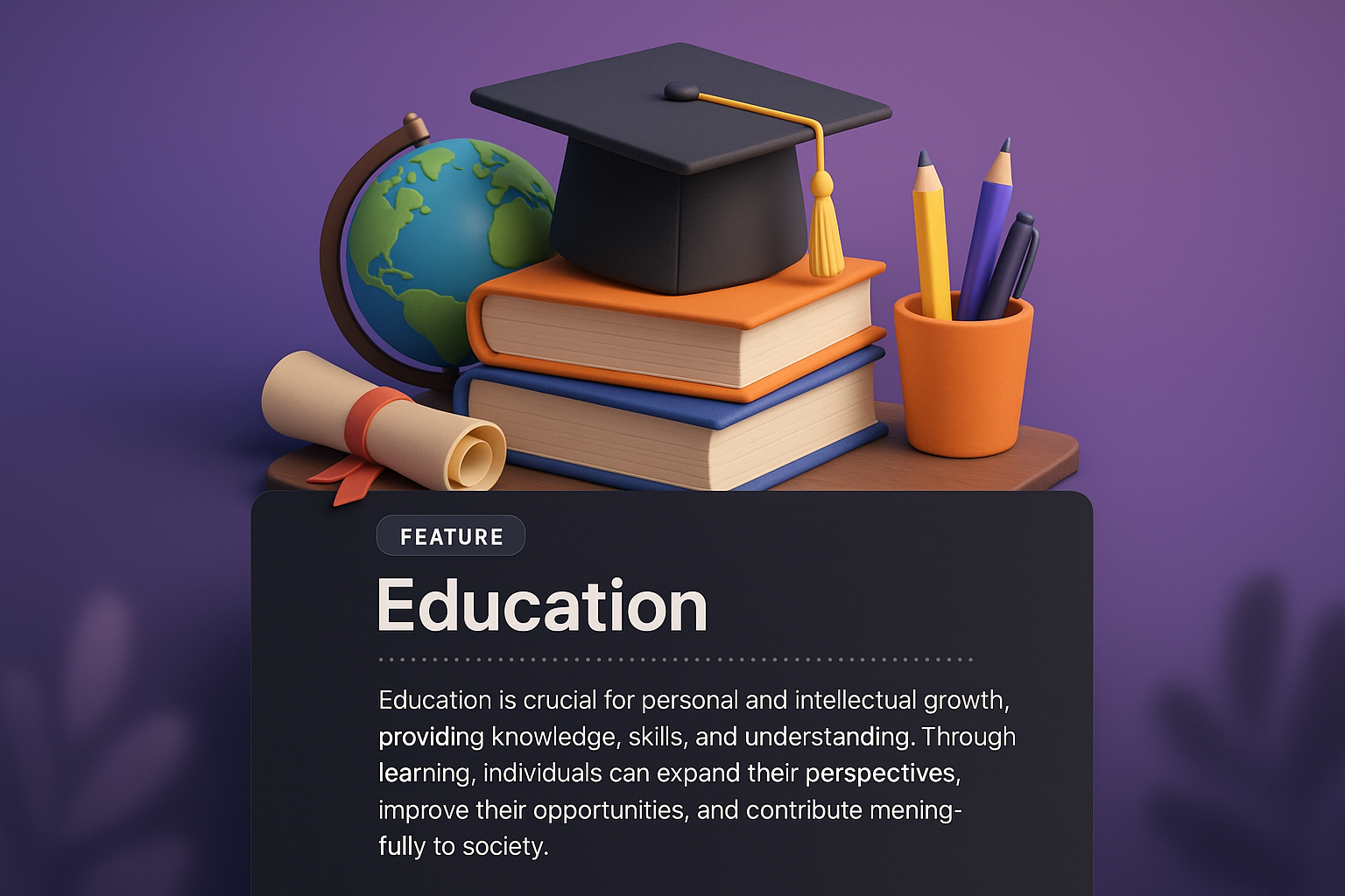 3D Educational Illustration Featuring Learning Elements