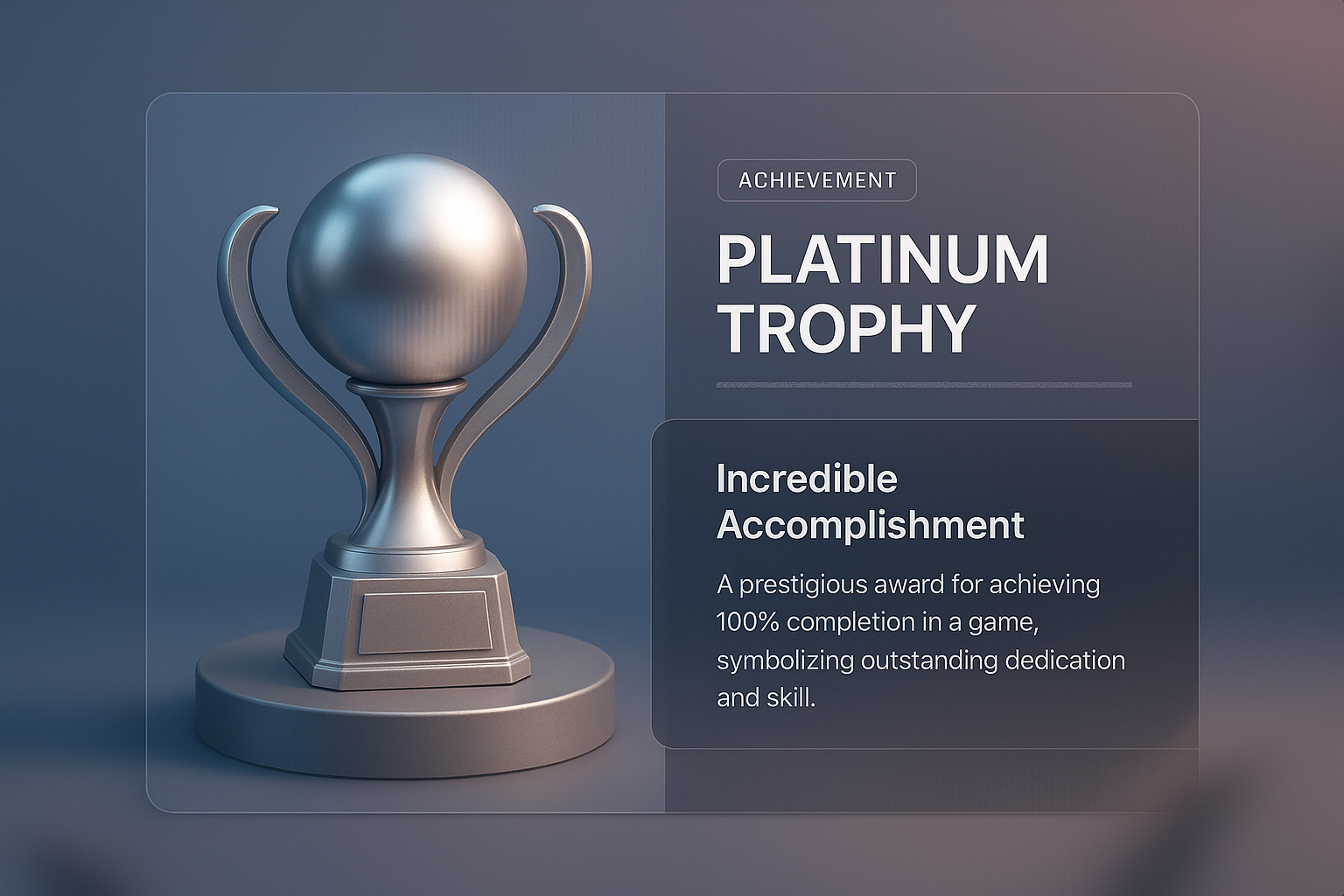 Stylish 3D Platinum Trophy Illustration for Achievement