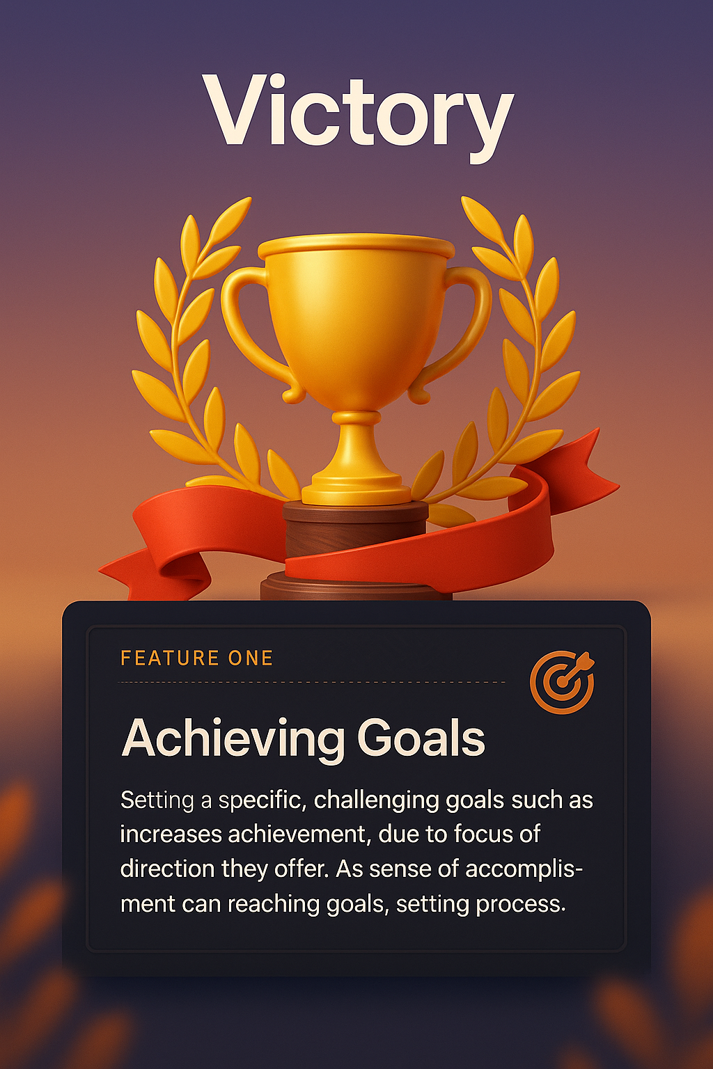 3D Illustration of Victory with Trophy and Features