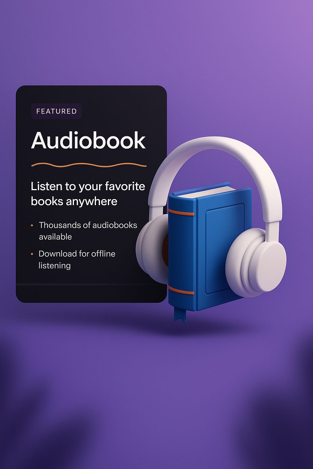 3D Illustration for Audiobook Web Design with Headphones