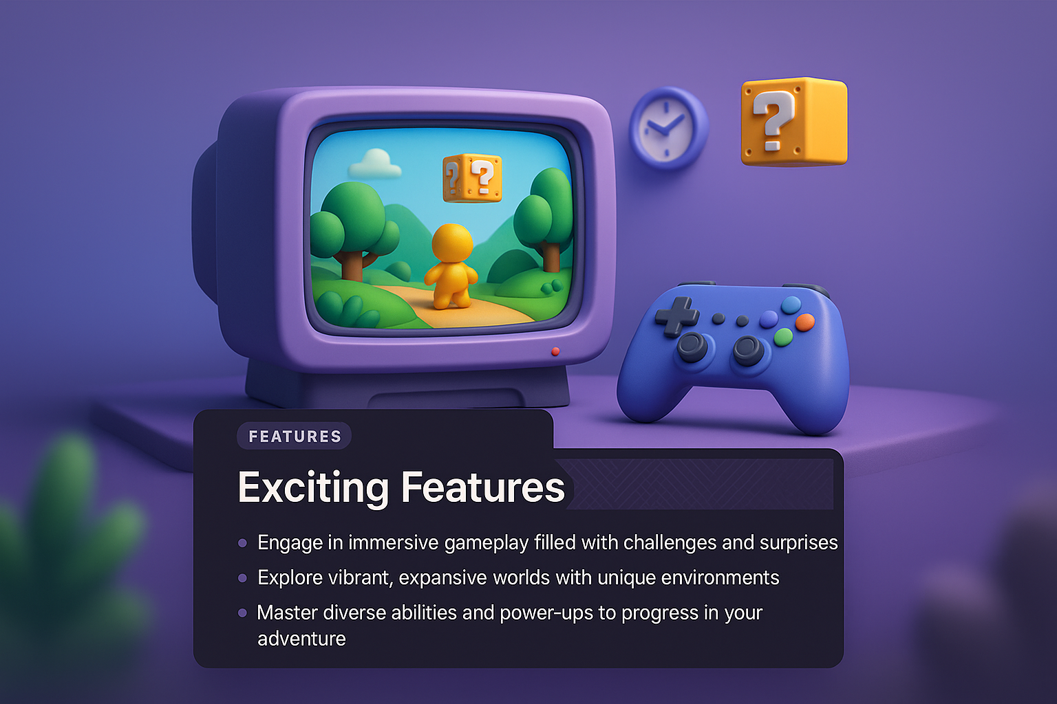 3D Game Web Page Design Featuring Exciting Features