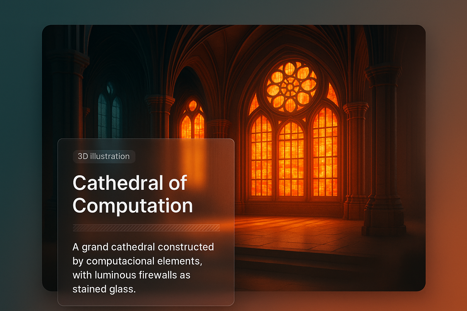 Cathedral of Computation: A 3D Illustration with Luminous Firewalls