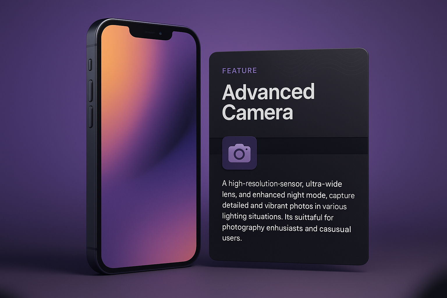 Elegant 3D Smartphone Design with Feature Block