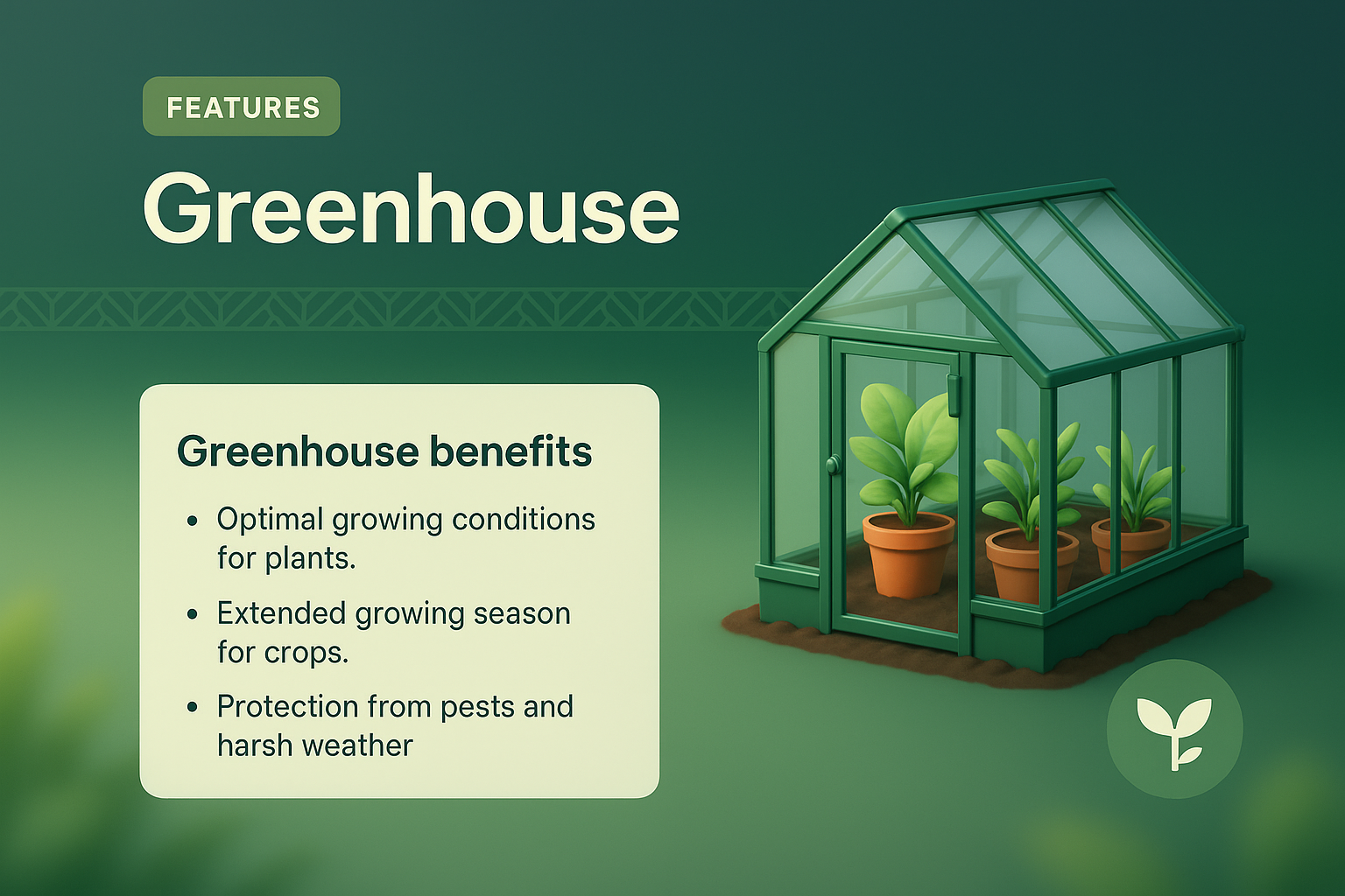3D Greenhouse Design with Features and Benefits
