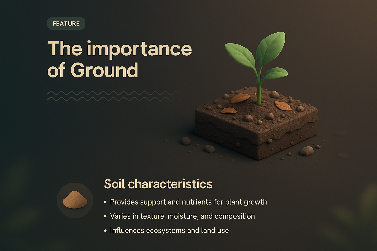3D Illustration of Ground Importance for Landing Page Design