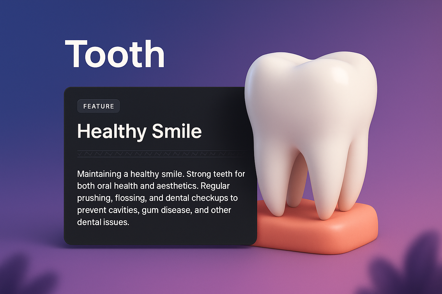 3D Tooth Illustration with Health Feature Highlights
