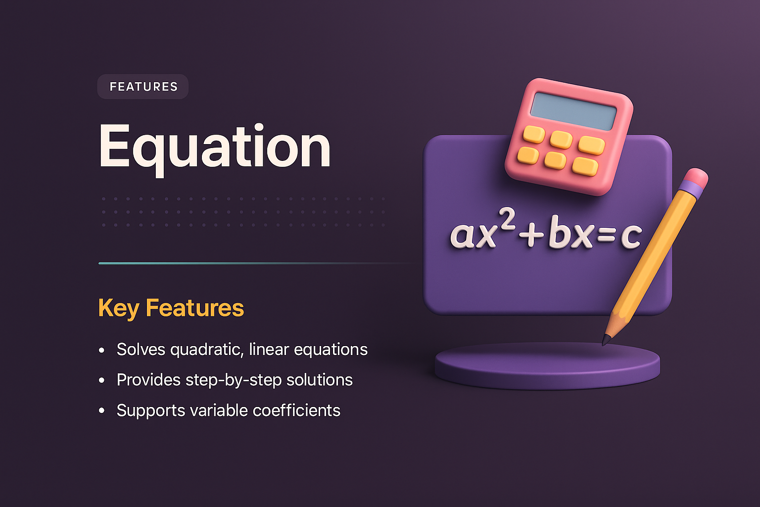 3D Illustration of Equation Features for Landing Page