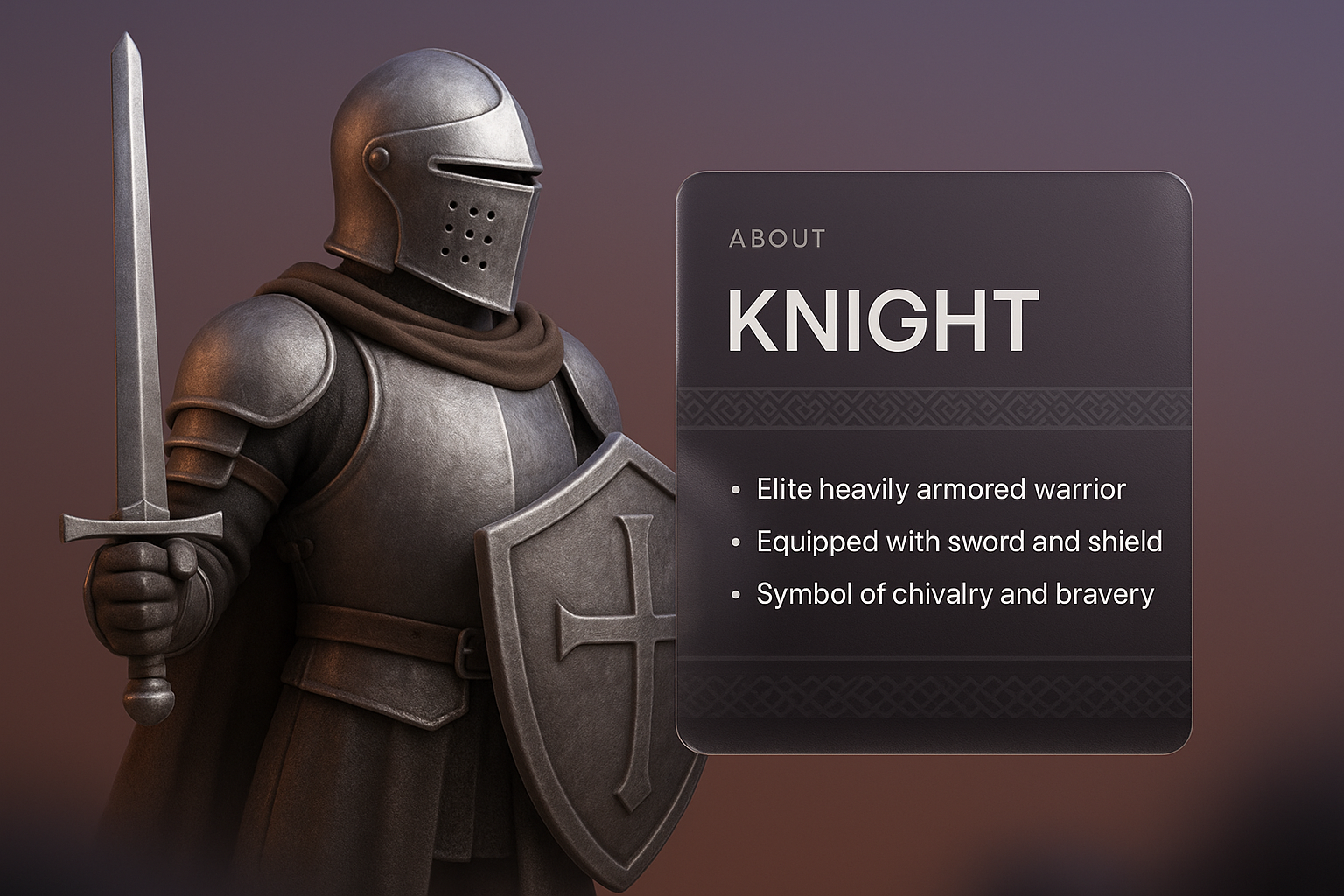 3D Knight Illustration with Informative Overlay