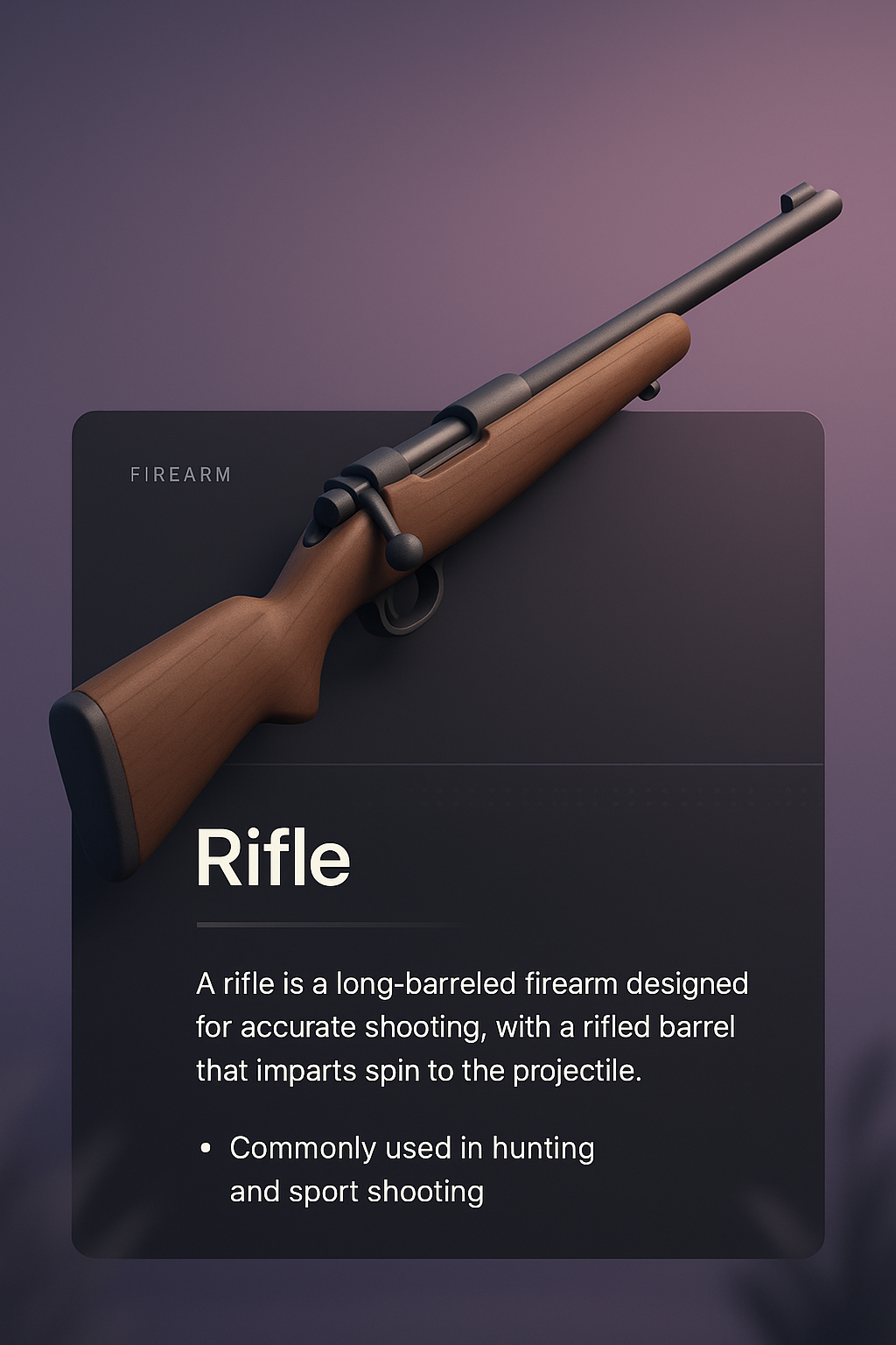 3D Illustration of a Rifle with Informative Design Elements