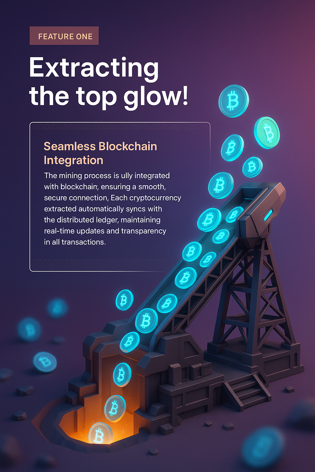 Futuristic Crypto Mine Extracting Glowing Cryptocurrencies