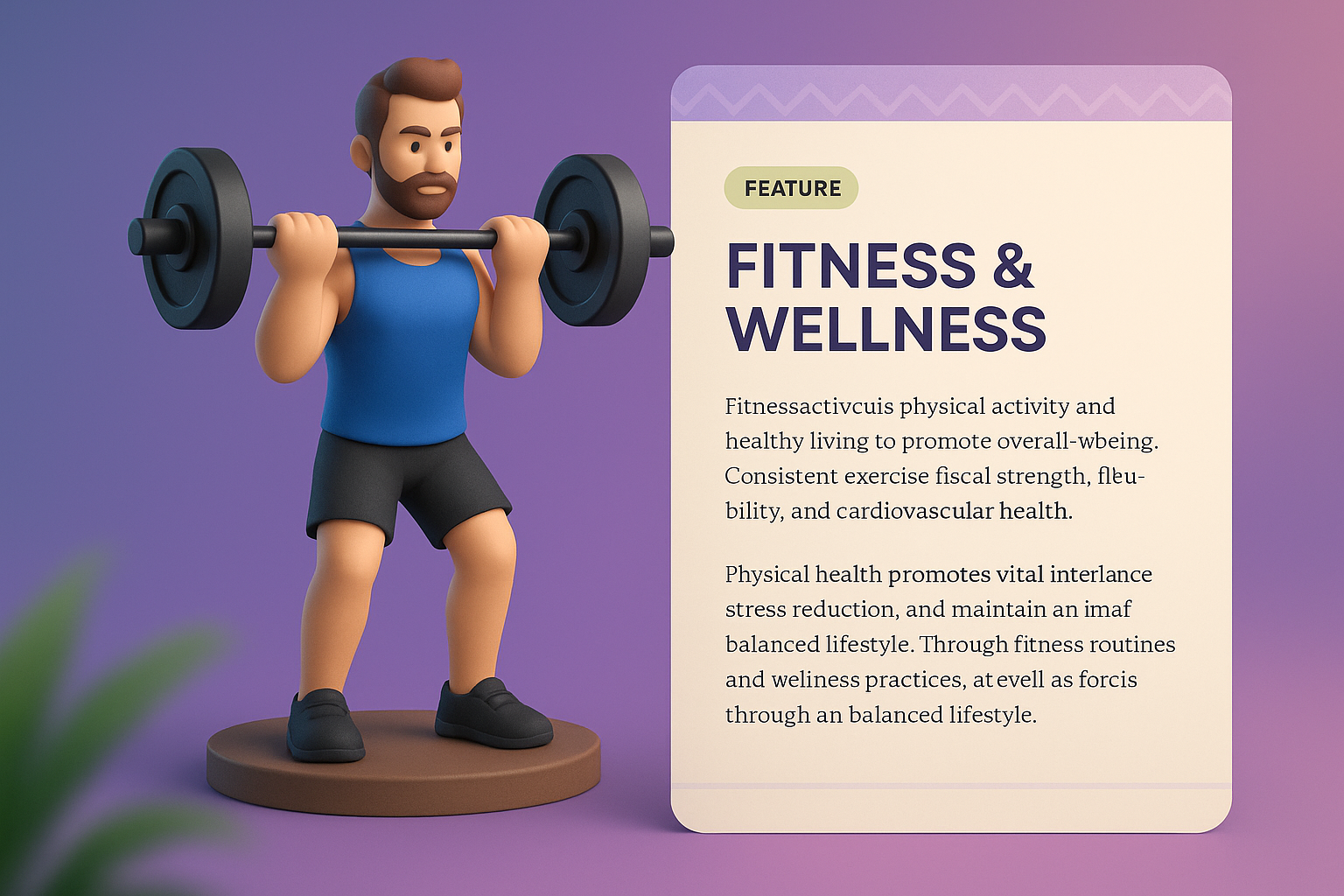 3D Fitness Illustration for Wellness Promotion
