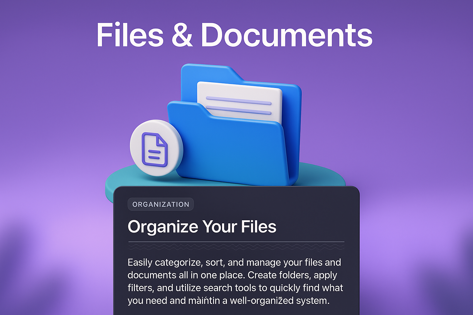 3D Illustration of Files & Documents Organization Concept