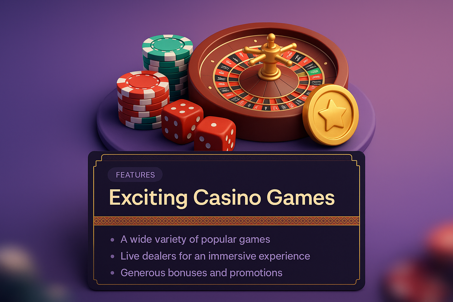 Vibrant 3D Casino Illustration Featuring Roulette and Poker Chips