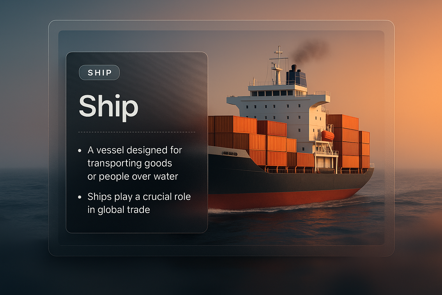 3D Ship Illustration with Overlay Design Elements
