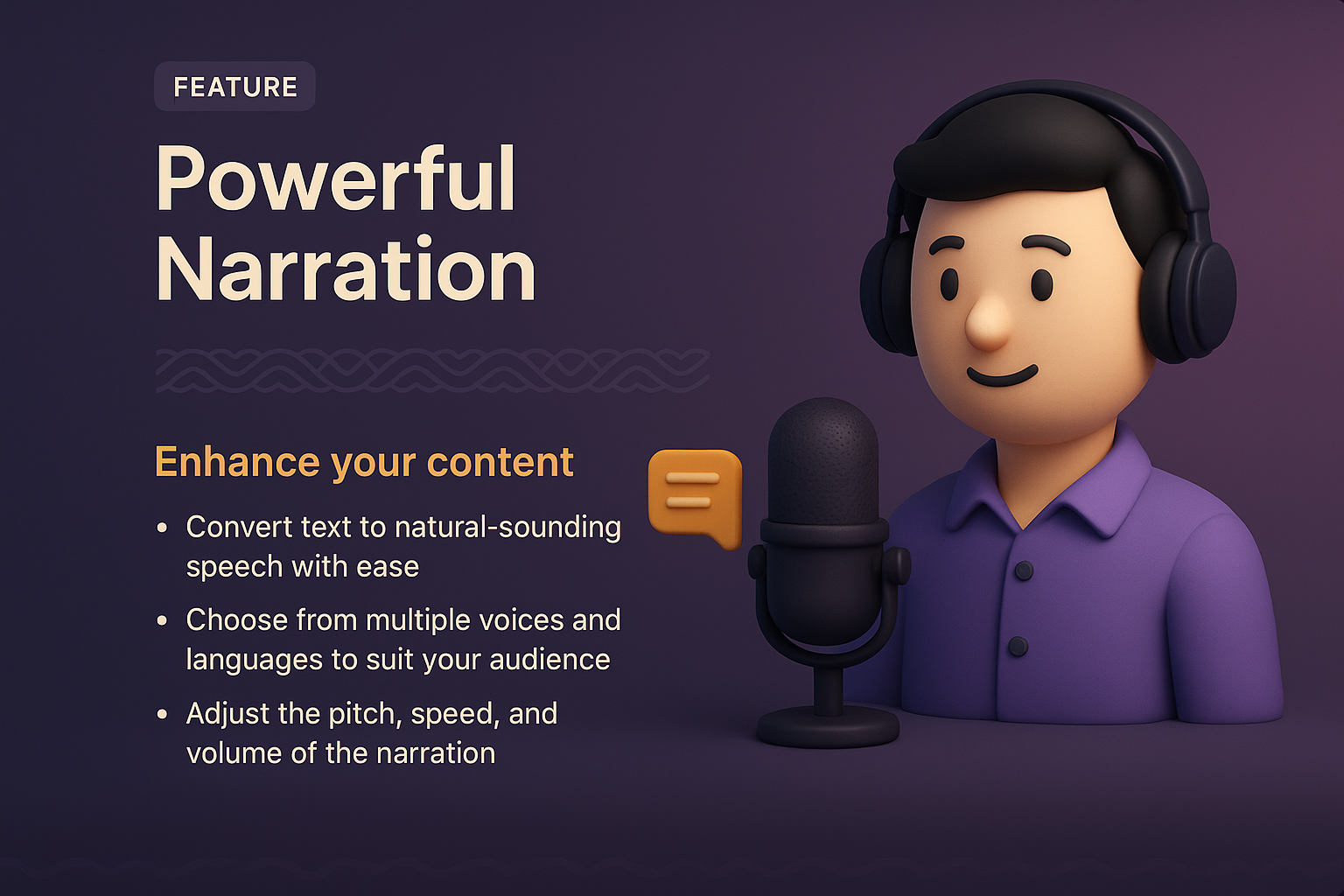 3D Illustration for Powerful Narration Landing Page