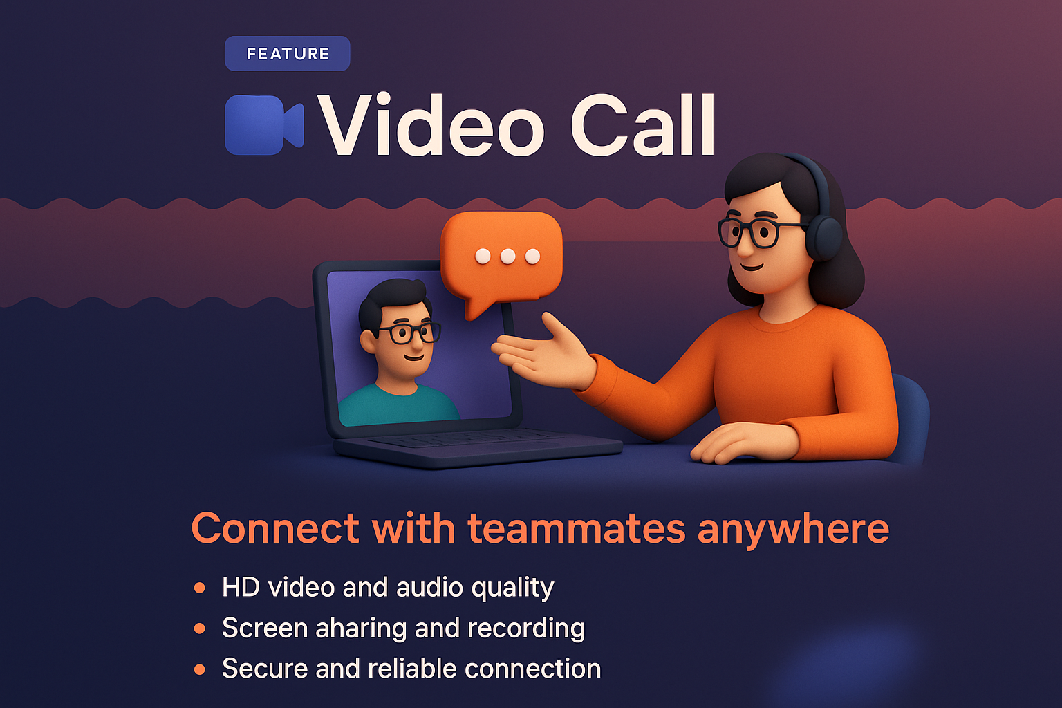 3D Video Call Feature Illustration with Engaging Design