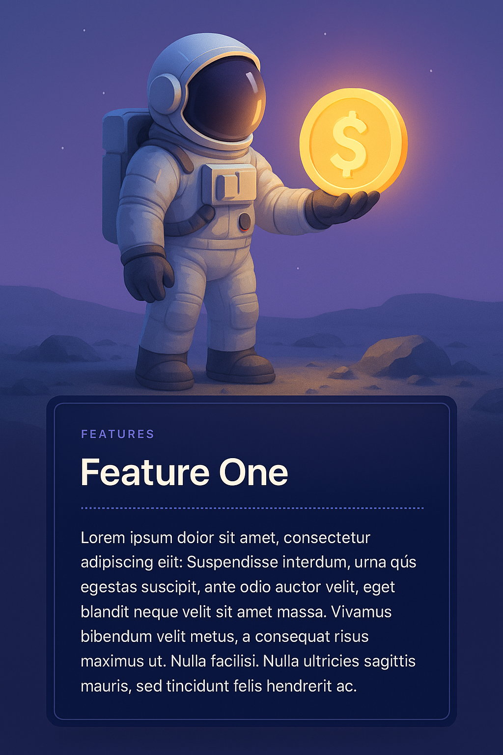 Astronaut Holding Glowing Coin on the Moon
