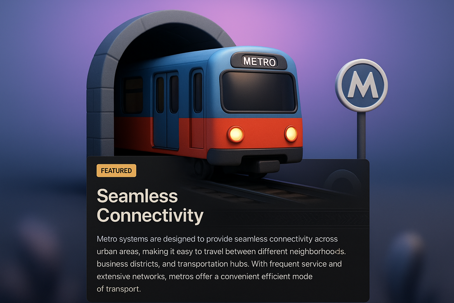 3D Metro Illustration with Seamless Connectivity Theme