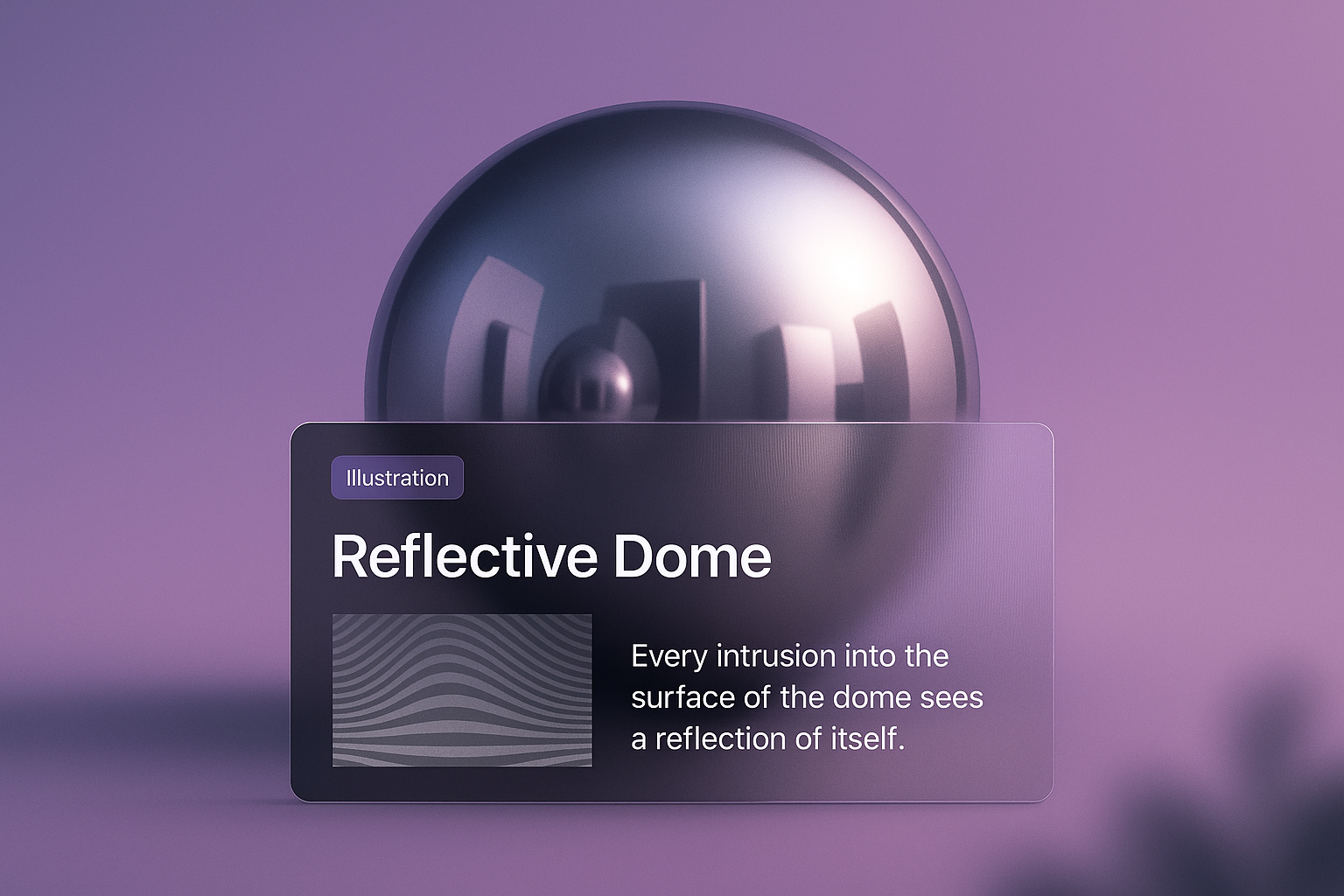 Stunning 3D Reflective Dome Illustration with Text Overlay