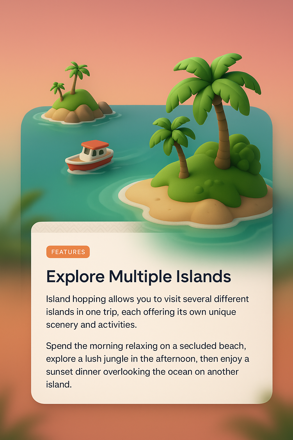 3D Illustration of Island Hopping Adventure