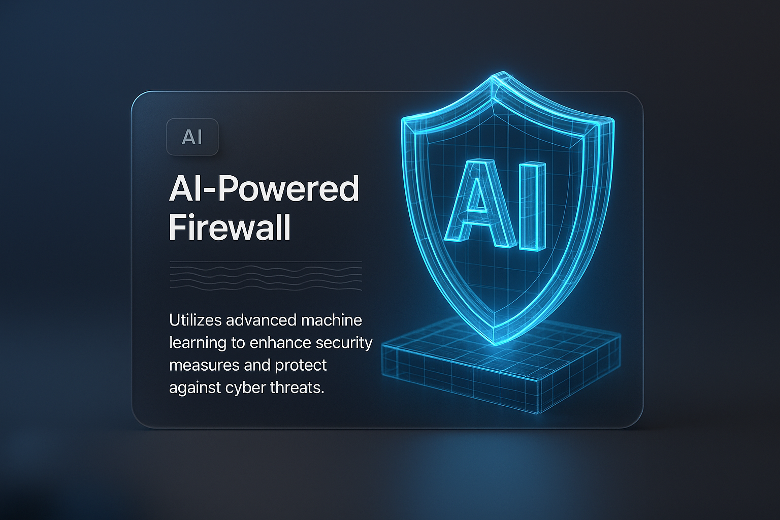 Holographic AI-Powered Firewall Illustration with Modern Design