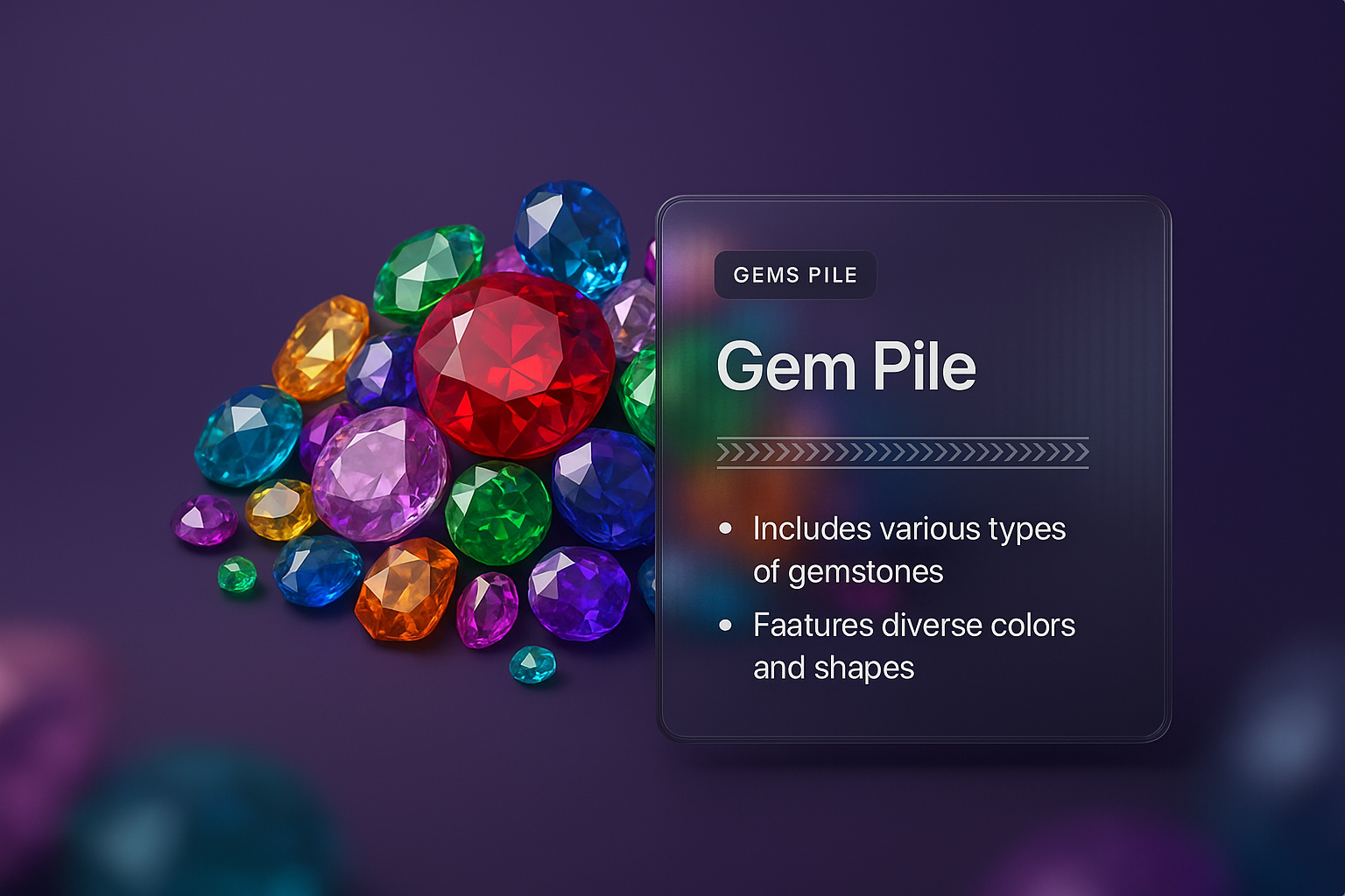 Vibrant Gem Pile with Colorful Jewels and Elegant Design