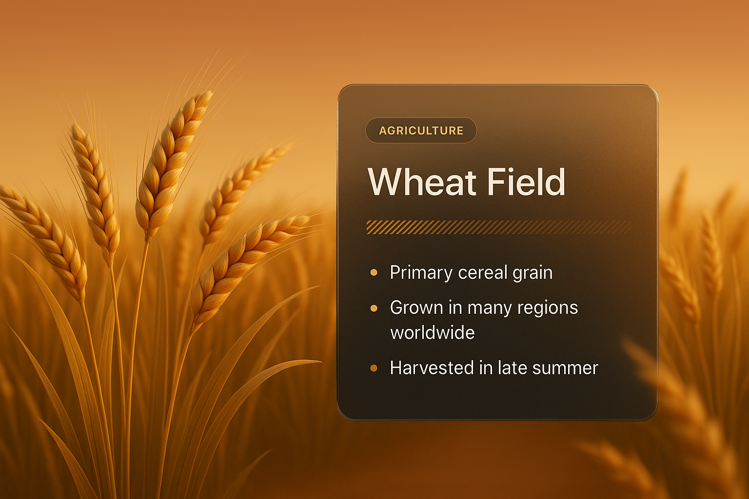 Elegant Wheat Field Illustration with Informational Overlay